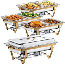 Chafing Dish Buffet Set 8QT Golden Stainless Steel Buffet Catering Warmer Set