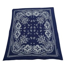 Vintage Navy Blue Selvedge Edge 15234 Fast Color Paisley Bandana 23" X 19  E