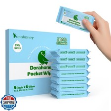 Flushable Wipes Travel Size, 99 Water Mini Wet Wipes for Sensiti