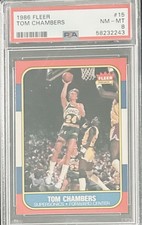 1986 FLEER #15 TOM CHAMBERS Rookie Card-SUPERSONICS PSA 8 NM-MT. rookie card picture