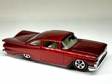  Hot Wheels 59 Chevy Impala Custom Made Red With Redline Wheels Diecast 164