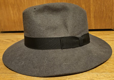 Shin Jin New York Gray 100% Wool Felt Fedora Hat Mens Size XL Made in USA *READ!