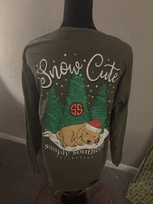 Simply Southern Collection Snow Cute Dog Long sleeve holiday  Tee woman’s size L