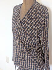 Charter Club Women Surplice Equesterian Top Size L Black Knit Classic Office