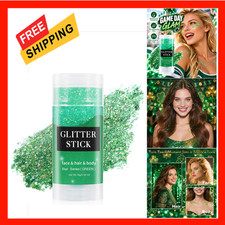 Green Face Body Glitter Stick, Halloween Chunky Hair Glitter, Water Resistant