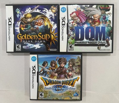 Nintendo DS - 3 CIB Game Lot - Golden Sun Dark Dawn, Dragon Quest IX, Monsters