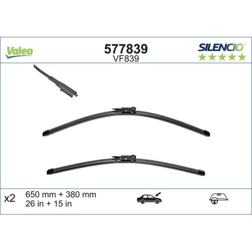 Wischblatt Valeo 577839 Silencio Flat Blade Set FüR Fiat Chevrolet Abarth Vorne-image