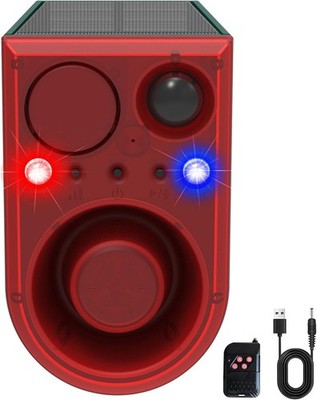 Solar Outdoor Motion Sensor Alarm-Dog Barking&Gunshot Sound, 130db Motion Det...