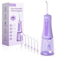 SEJOY Cordless 350ML Water Oral Flosser Irrigator Dental For Teeth 6 Jet Tips US