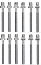 12 PCS 3-1/2 Inch 89mm Chrome Plated Drum Tension Rods Tuning Screws Washers