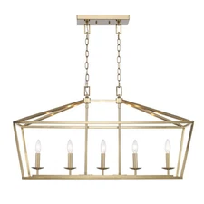 Home Decorators Weyburn 36 in. 5-Light Gold Farmhouse Linear Chandelier
