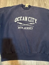 Vintage Ocean City New Jersey Sweatshirt Crewneck Pullover Blue Mens XL USA Made