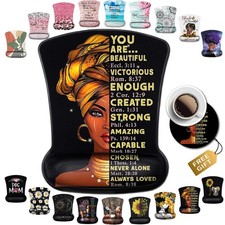 Black Mouse Pad with Stitched Edge Non-Slip Rubber Base, Soft Gel Wrist Guard...