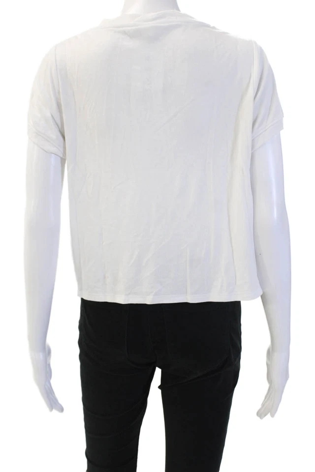 Espléndida Camiseta Mujer Recortada Blanca Modal Cuello Redondo Manga Corta Talla M Foto 3 de 4