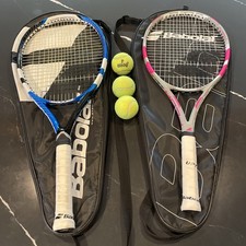 2 BABOLAT FLOW LITE TENNIS RACKETS PINK GREY WOOFER SYSTEM FULL GRAPHITE 4 3/8