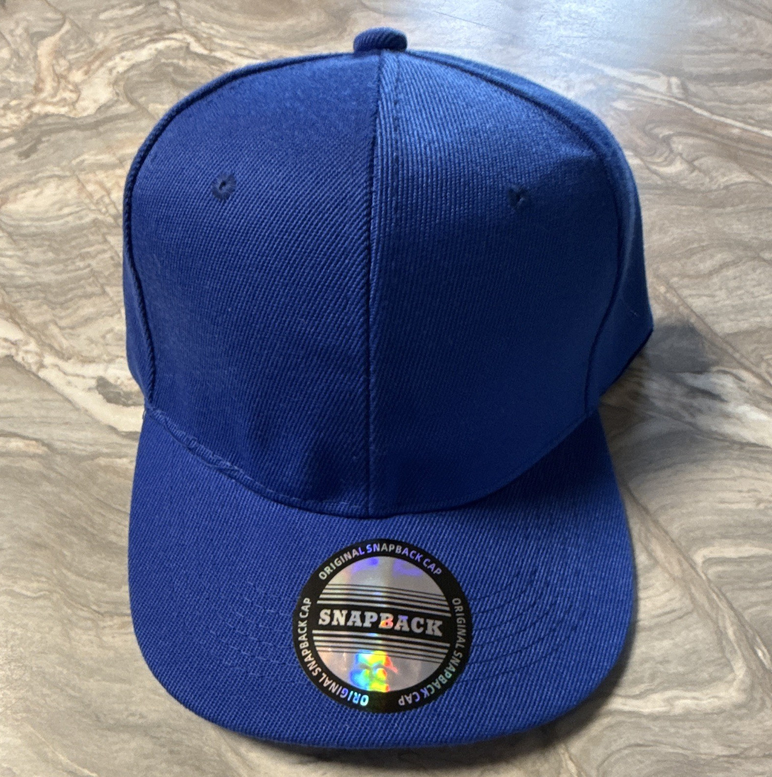 Blue Solid Snapback Baseball Cap Adjustable One Size Unisex Adults