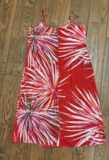 Expresss Women Red Tropical  Dress Long With Side Slit Size Large