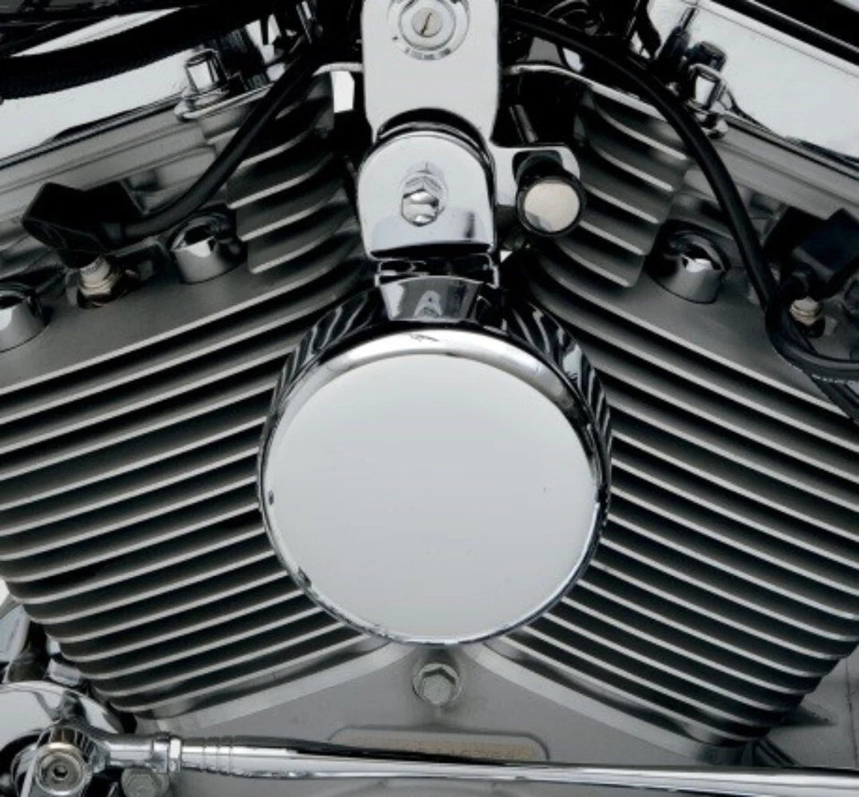 Cubierta de bocina redonda lisa cromada Drag Specialites 2107-0043 para Harley "Cowbell" Foto 2 de 4