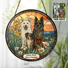 Custom Pet Portrait Stained Glass Suncatcher, Stained Glass Dog Memorial