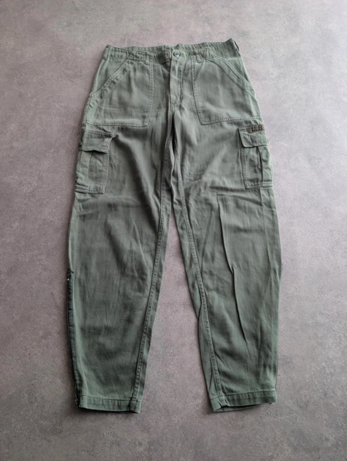 Vintage US Marine Corps Cargo Trousers Men’s W32 Olive Green Military Combat