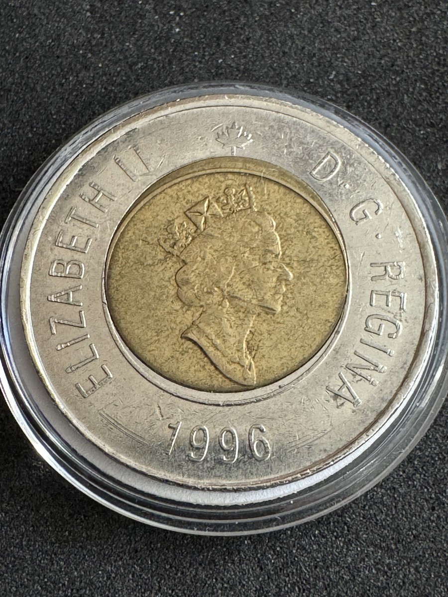 Rare Error Double Strike Ring Canadian Toonie 1996 $2 Circulated