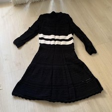 Alexander McQueen Long Sleeve Knit Dress Black and White Stripes Size S