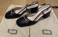 Brand New Real Gucci Horsebit black leather slingback pumps. Size 40-UK 7