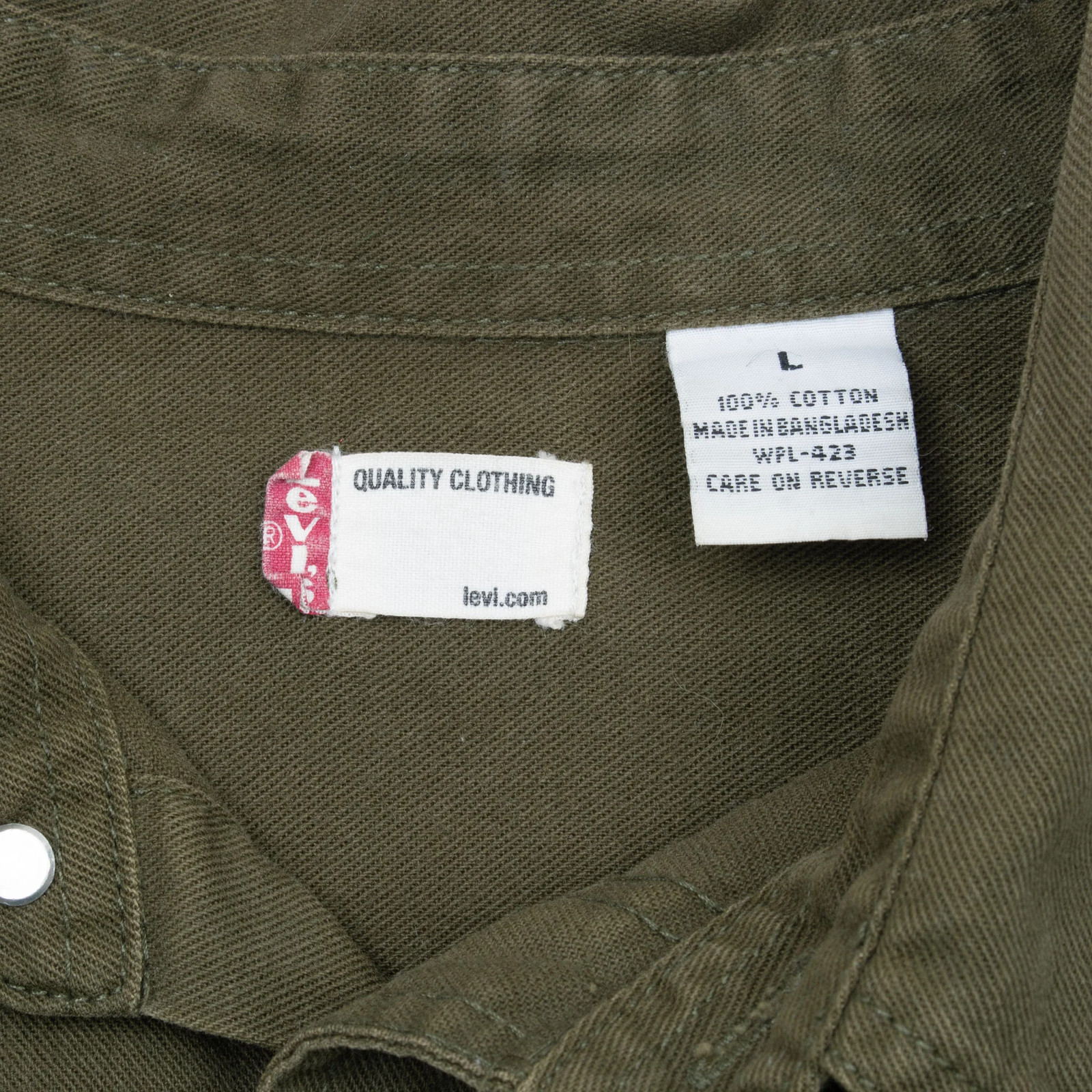 VINTAGE LEVIS POCKET OLIVE GREEN DENIM SHIRT 2000S LARGE