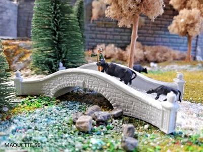 MAQUETTE 56 pont piétonnier imitation pierre HO décor train diorama maquette