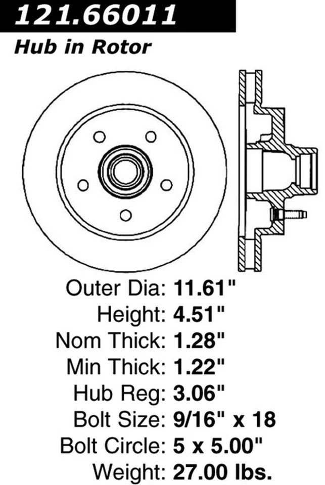 Rotor de freno estándar C-Tek Centric Parts 121.66011 para Chevrolet GMC C1500 88-94 Foto 3 de 4