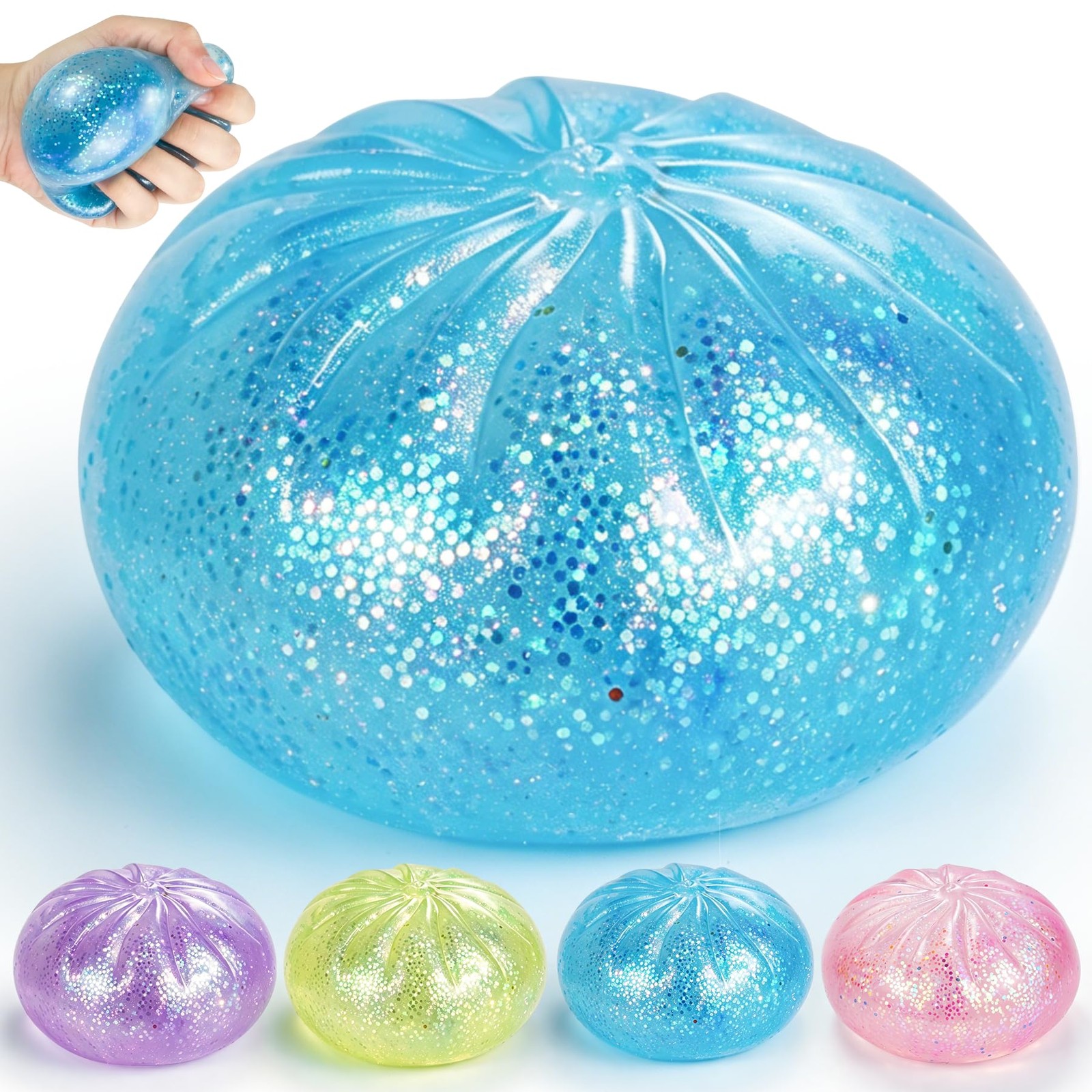 Dumpling Squishies,3.4inch Colorful Dumpling Stress Balls, Fidget Sensory Toy,