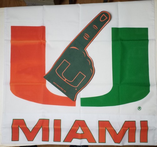 University of Miami - # 1 Fan Foam Finger & Banner Flag (29" x 41.5") HURRICANES