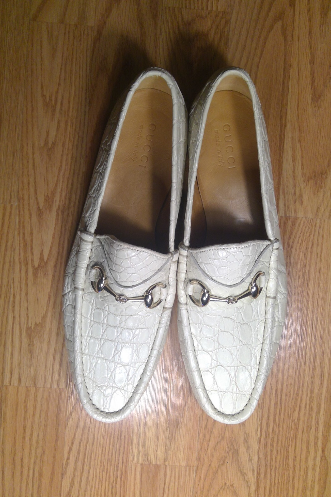GUCCI 1953 TOM FORD SILVER HORSEBIT ALLIGATOR IVORY LEATHER MEN'S LOAFERS 12 US image 4