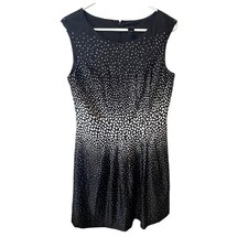 Ann Taylor Womens Black White Abstract Dot Print Sleeveless Sheath Dress Size 6