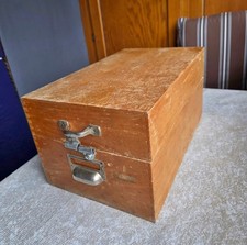 Vintage Holz Karteikasten - Kasten Holzbox Schatulle B&uuml;ro 50s/60s...