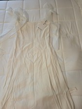 Reformation Women Ivory Kairo Square-Neck Tie-Straps Midi A-Line Dress Size 10