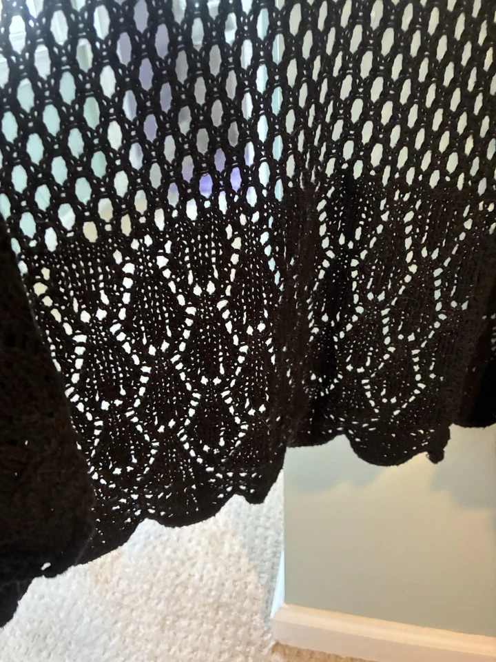 SUÉTER PLUMERO GANCHILLO NEGRO LARGO LANE BRYANT TALLA GRANDE 22/24 BONITO PATRÓN  Foto 4 de 4