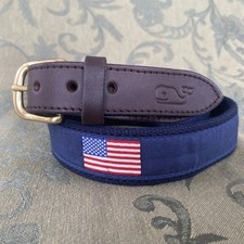 VINEYARD VINES Size 28 Made in USA Flag Stars and Stripes Canvas Belt