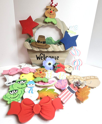 Front Door Wooden WELCOME SIGN + Lots of Holiday INTERCHANGABLE Seasonal SIGNS