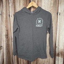 Hurley Long Sleeve Gray Hoodie T-Shirt Youth Size Large 14/16