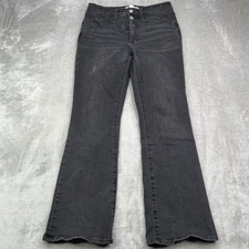 Madewell Mid-Rise Kick Out Jeans Womens 25 Black Solid Stretch Flare Denim