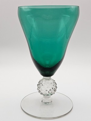 RARE (4) Vintage Water Goblet Golf Ball Venetian Green by MORGANTOWN, 1939-1971