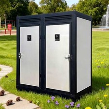 Two-Person Restroom Mobile Toilet Cabin Outdoor Restroom w/ Light Sink Vent Fan