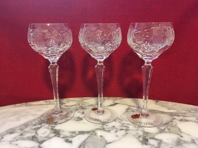 Nachtmann TRAUBE Clear Cut Crystal (3) 6 7/8''  Hock Wine Glasses