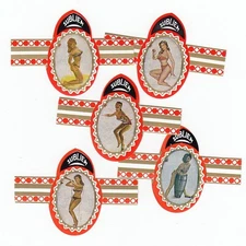 5 Cigar Bands Brakman Strip-Tease Girls Issued in 1982 Collectible Set