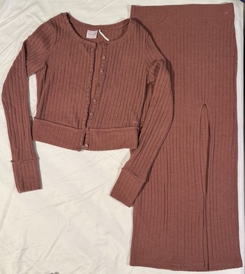Urban Outfitters Out From Under Mauve Crop Sweater Skirt Set S M Preppy Coquette