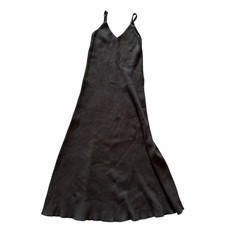 Mango Basics Ribbed XS V Neck Fit & Flare Tank Midi Dress Charcoal Dark Gray