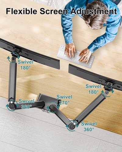 Dual Monitor Desk Mount - Adjustable Monitor Arm for 2 Monitors up to 32 inch... - Bild 4 von 9