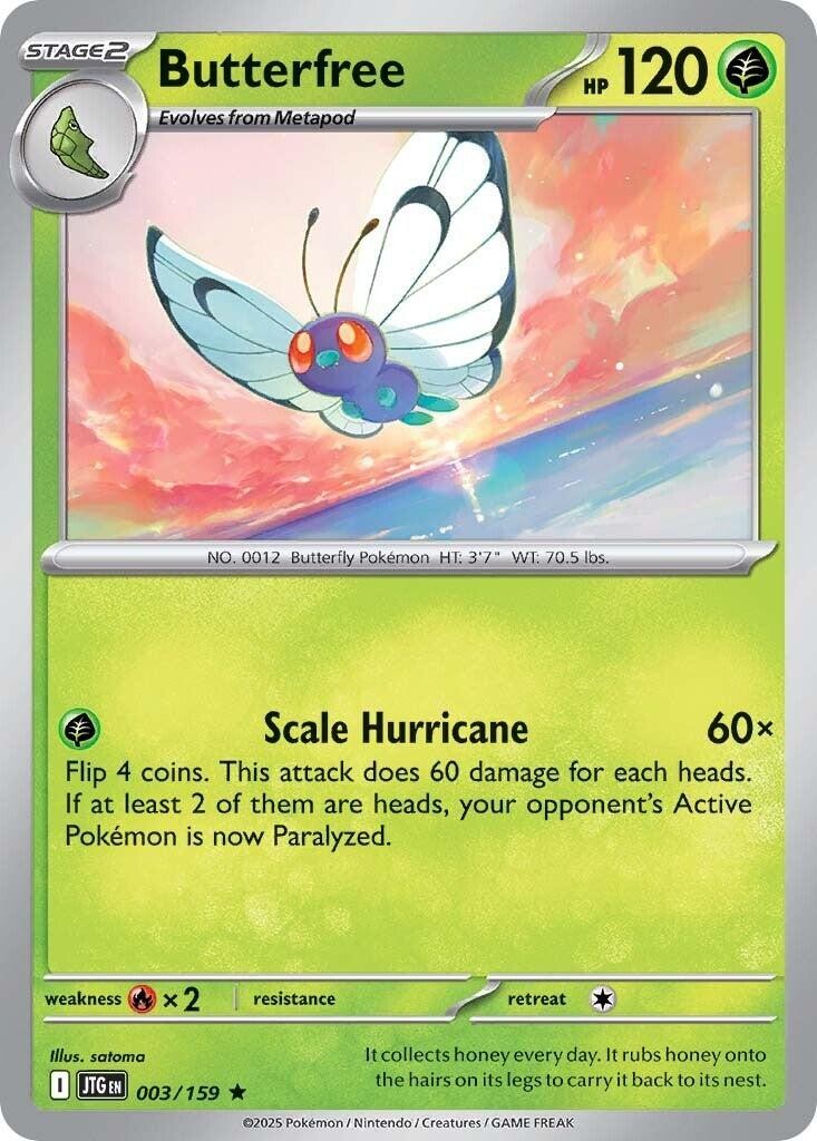 Butterfree JTG 003/159 Pokémon SV09: Journey Together Rare Holofoil EN NM