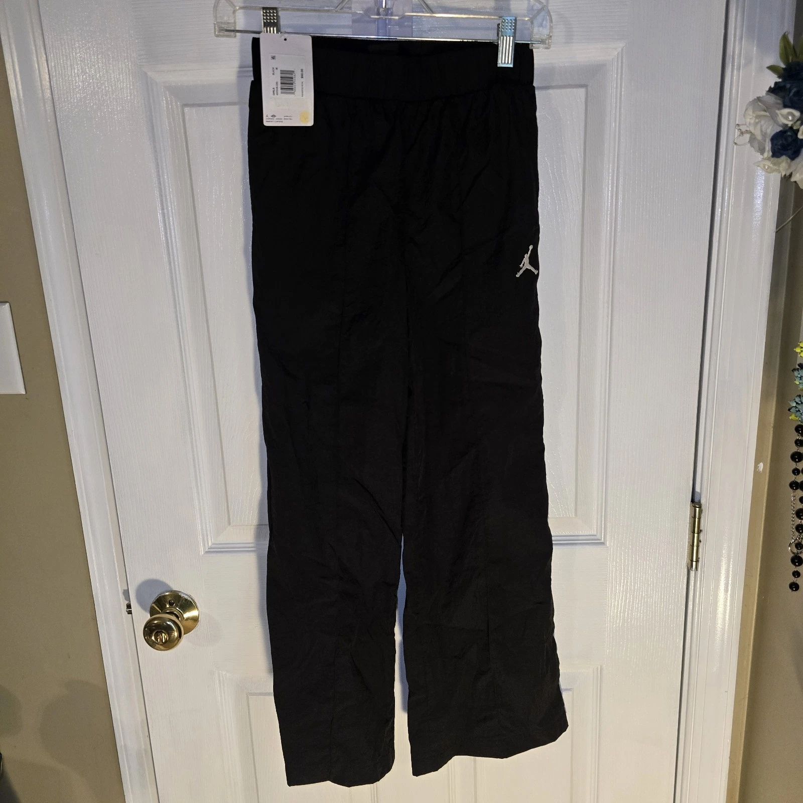 Jordan Girls' Athletic Training Pants Black Sportswear Jumpman Logo Size Medium